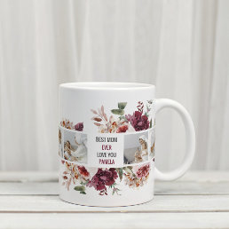 Modern Collage Photo Flowers Frame Best Mom Gift Coffee Mug