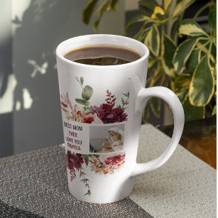 Modern Collage Photo Flowers Frame Best Mom Gift Latte Mug