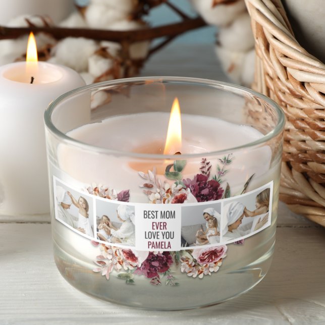 Modern Collage Photo Flowers Frame Best Mom Gift Rectangular Sticker (Creator Uploaded)