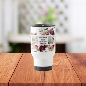 Modern Collage Photo Flowers Frame Best Mom Gift Travel Mug