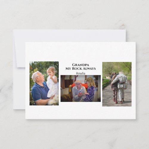 Modern Collage Photo Grandpa My Rock Always Thank You Card