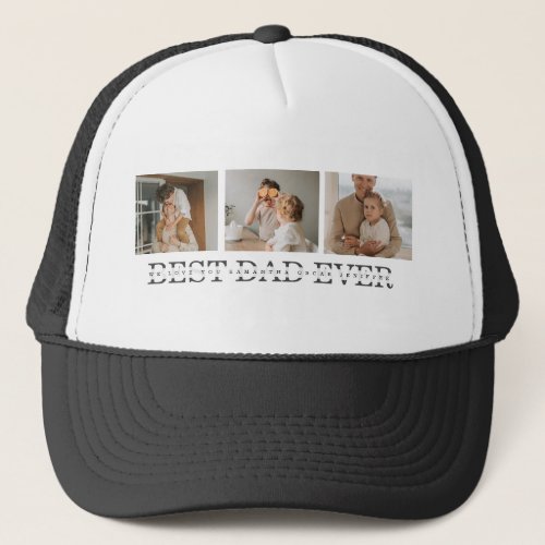 Modern Collage Photo  Gray Best Dad Ever Gift Trucker Hat