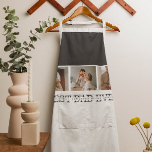 Modern Collage Photo & Grey Best Dad Ever Gift Apron