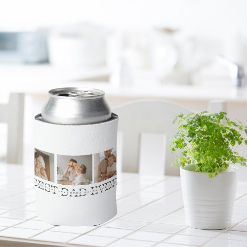 Modern Collage Photo  Grey Best Dad Ever Gift Can Cooler