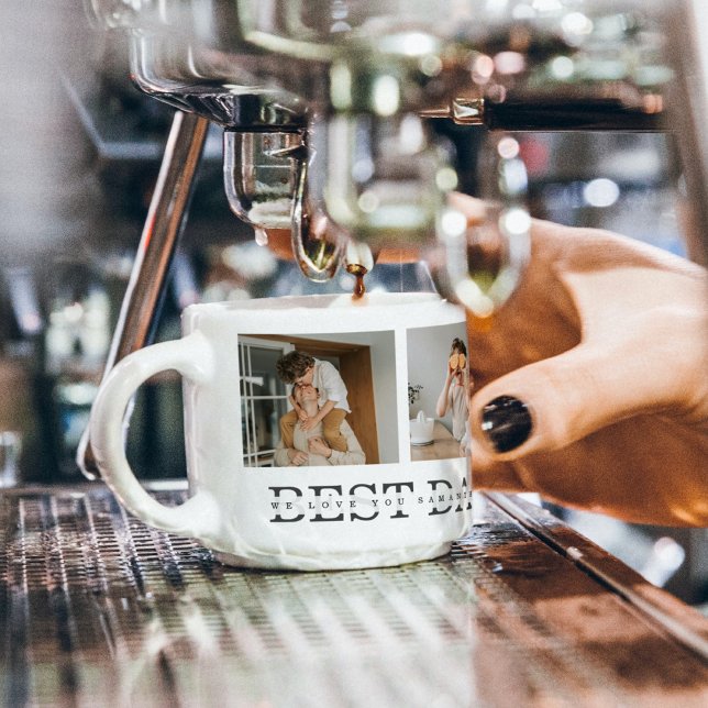Modern Collage Photo & Grey Best Dad Ever Gift Espresso Cup (Creator Uploaded)