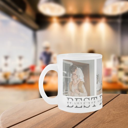 Modern Collage Photo  Grey Best Dad Ever Gift Frosted Glass Coffee Mug
