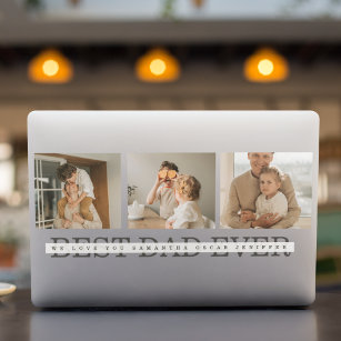 Modern Collage Photo & Grey Best Dad Ever Gift HP Laptop Skin