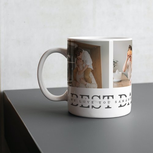 Modern Collage Photo  Grey Best Dad Ever Gift Mug