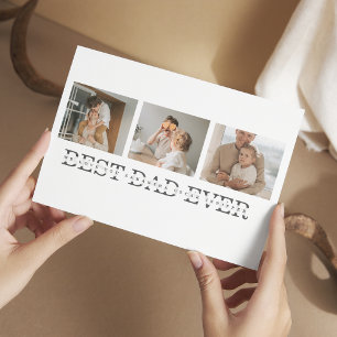 Modern Collage Photo & Grey Best Dad Ever Gift Postcard