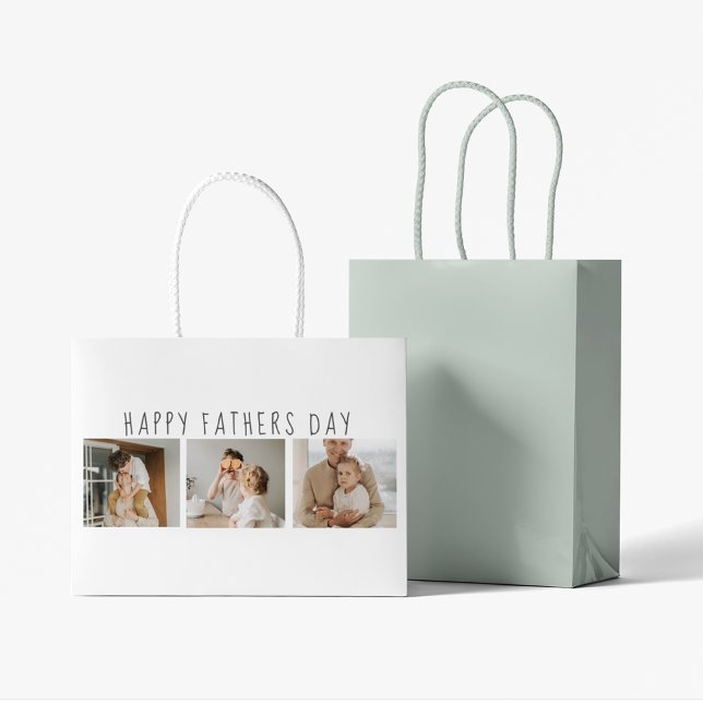 Modern Collage Photo & Happy Fathers Day Best Gift Large Gift Bag (Creator Uploaded)