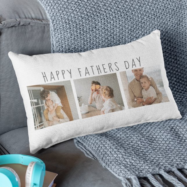 Modern Collage Photo & Happy Fathers Day Best Gift Lumbar Pillow (Creator Uploaded)