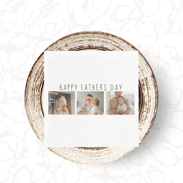 Modern Collage Photo & Happy Fathers Day Best Gift Napkins (Creator Uploaded)