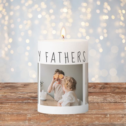 Modern Collage Photo  Happy Fathers Day Best Gift Pillar Candle
