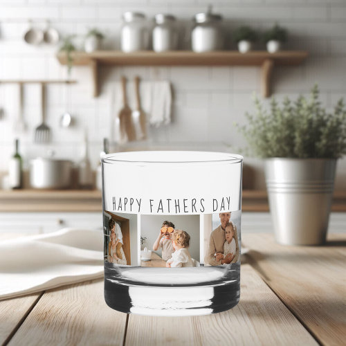 Modern Collage Photo & Happy Fathers Day Best Gift Whiskey Glass Modern Collage Photo & Happy Fathers Day Best Gift Whiskey Glass