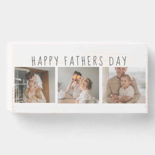Modern Collage Photo  Happy Fathers Day Best Gift Wooden Box Sign