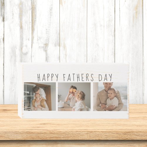 Modern Collage Photo  Happy Fathers Day Best Gift Wooden Box Sign