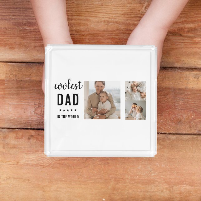 Modern Collage Photo Happy  Fathers Day Gift Acrylic Tray (Creator Uploaded)
