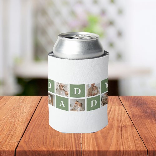 Modern Collage Photo  Happy Fathers Day Gift Can Cooler