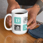 Modern Collage Photo  Happy Fathers Day Gift Coffee Mug<br><div class="desc">Introducing the Modern Collage Photo Happy Father's Day Gift in a mint color theme. This unique and personalized gift is designed to celebrate the special bond between a father and their loved ones.The Modern Collage Photo Happy Father's Day Gift is a beautifully crafted collage frame that can be customized with...</div>