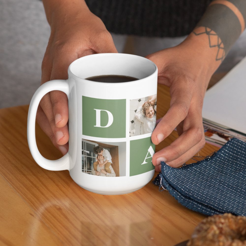 Discover Modern Collage Photo And Happy Fathers Day Custom Gift Coffee Mug