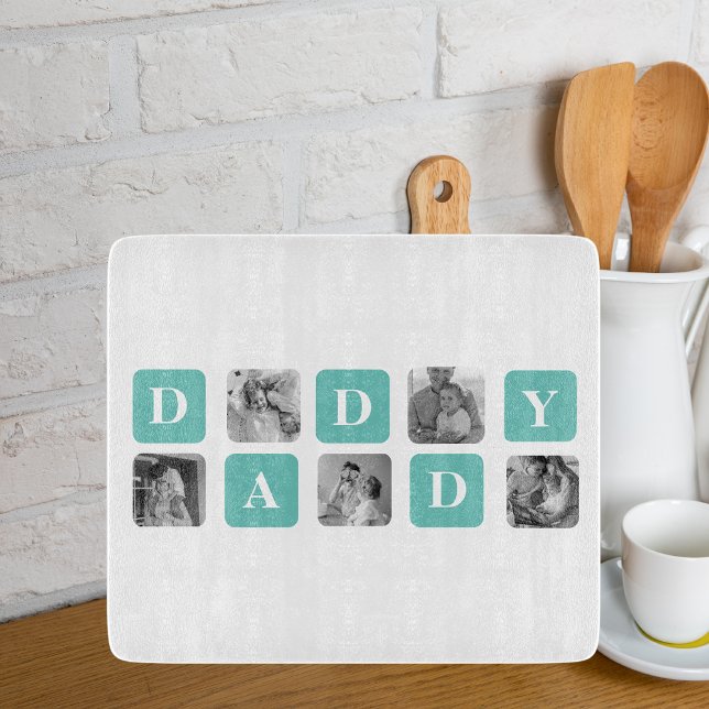 Modern Collage Photo  Happy Fathers Day Gift Cutting Board (Creator Uploaded)