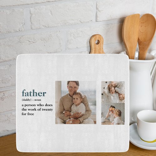 Modern Collage Photo Happy Fathers Day Gift Cutting Board