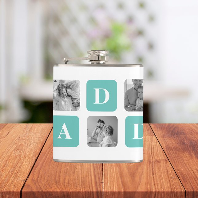Modern Collage Photo  Happy Fathers Day Gift Flask (Creator Uploaded)