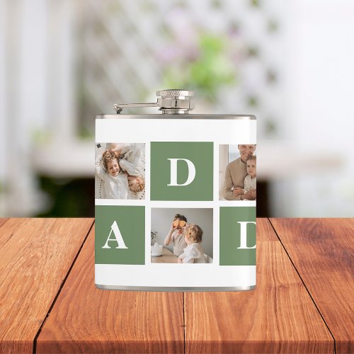 Modern Collage Photo  Happy Fathers Day Gift Flask