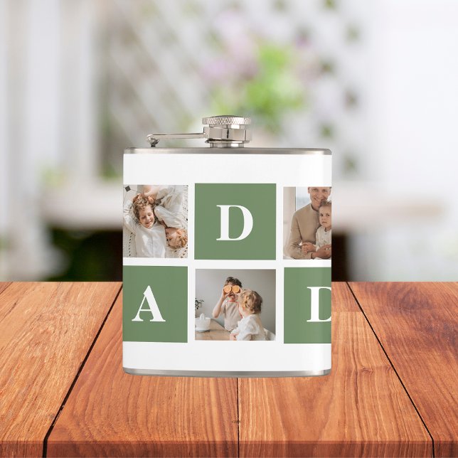 Modern Collage Photo & Happy Fathers Day Gift Flask (Creator Uploaded)