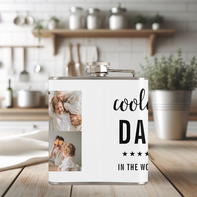 Modern Collage Photo Happy  Fathers Day Gift Flask (Creator Uploaded)