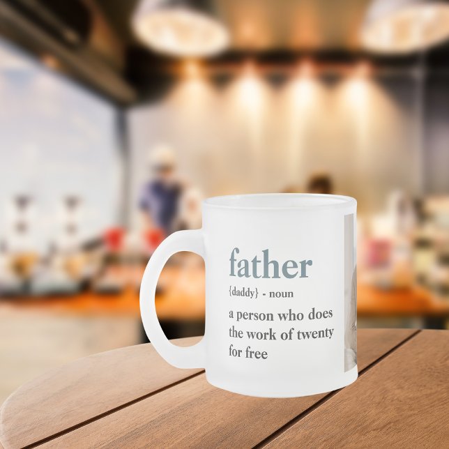 Modern Collage Photo Happy Fathers Day Gift Frosted Glass Coffee Mug (Creator Uploaded)