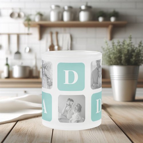 Modern Collage Photo  Happy Fathers Day Gift Frosted Glass Coffee Mug