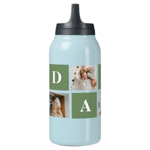 Modern Collage Photo  Happy Fathers Day Gift Insulated Water Bottle