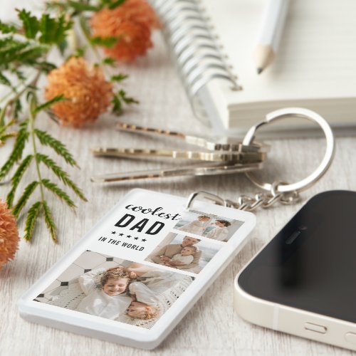 Modern Collage Photo Happy  Fathers Day Gift Keychain