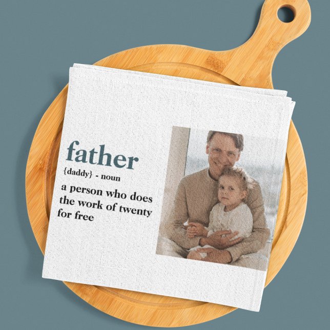 Modern Collage Photo Happy Fathers Day Gift Kitchen Towel (Creator Uploaded)