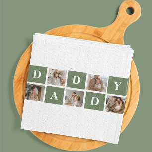 Modern Collage Photo & Happy Fathers Day Gift Kitchen Towel