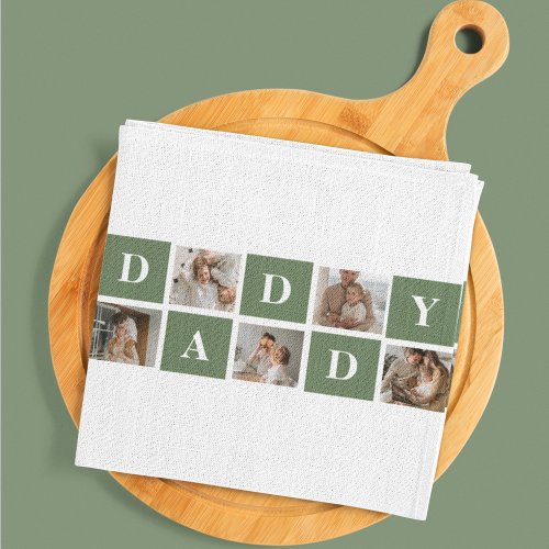 Modern Collage Photo  Happy Fathers Day Gift Kitchen Towel