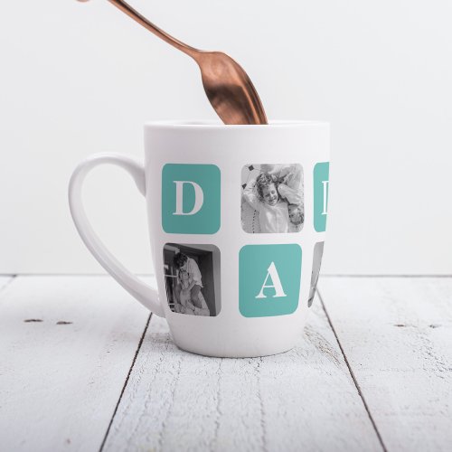 Modern Collage Photo  Happy Fathers Day Gift Latte Mug
