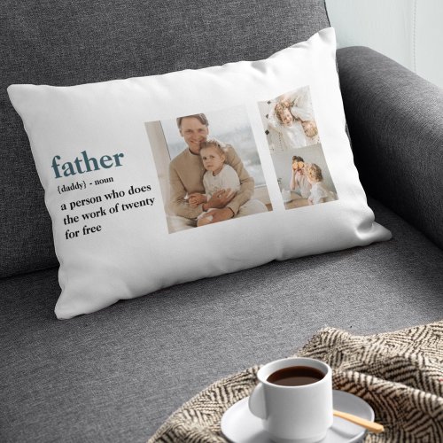 Modern Collage Photo Happy Fathers Day Gift Lumbar Pillow