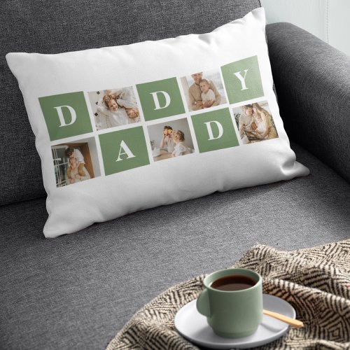 Modern Collage Photo  Happy Fathers Day Gift Lumbar Pillow