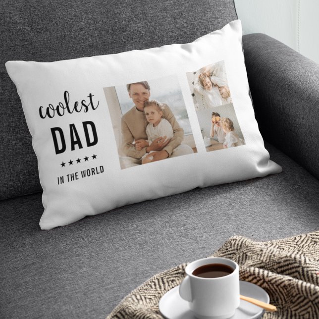 Modern Collage Photo Happy  Fathers Day Gift Lumbar Pillow (Creator Uploaded)