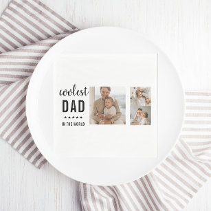 Modern Collage Photo Happy  Fathers Day Gift Napkins