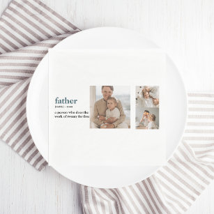 Modern Collage Photo Happy Fathers Day Gift Napkins