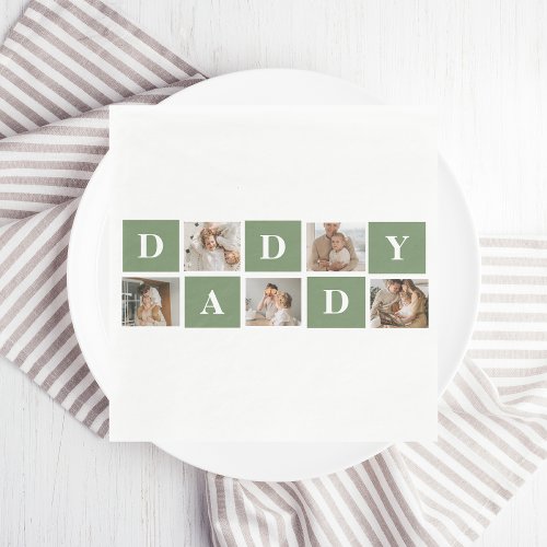 Modern Collage Photo  Happy Fathers Day Gift Napkins