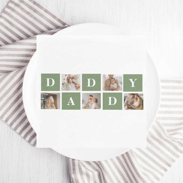 Modern Collage Photo & Happy Fathers Day Gift Napkins (Creator Uploaded)