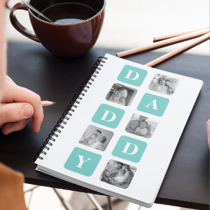 Modern Collage Photo  Happy Fathers Day Gift Notebook