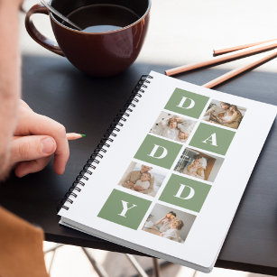 Modern Collage Photo & Happy Fathers Day Gift Notebook