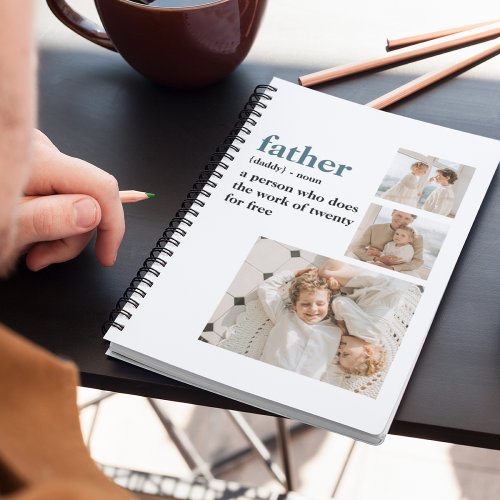 Modern Collage Photo Happy Fathers Day Gift Notebook