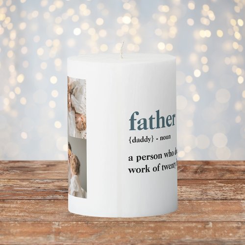 Modern Collage Photo Happy Fathers Day Gift Pillar Candle