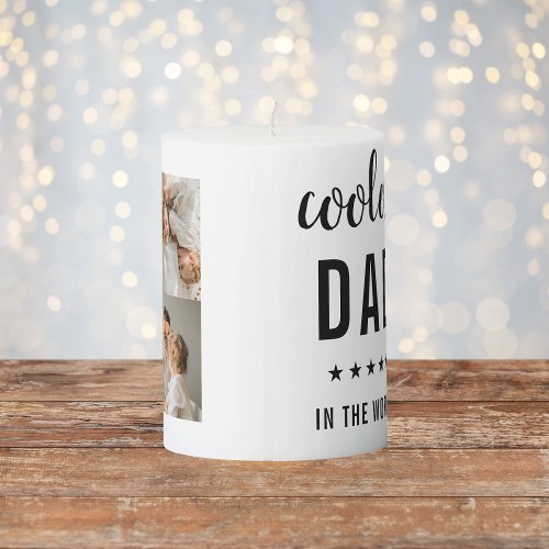 Modern Collage Photo Happy  Fathers Day Gift Pillar Candle